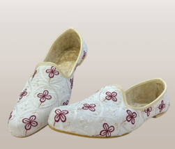 Mens Punjabi Jutti ethnic Mojari Wedding Khussa Shoes US size 7-11 White... - £26.73 GBP