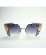 Exaggerated Geometric oversized Sunglasses black gold frame cat eye desi... - $13.31