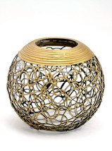 B2 Studio Hand Painted Round Glass Bubble Vase With Gold Design 7&quot;x7&quot;x6&quot; - £62.51 GBP