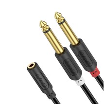 J&amp;D 3.5mm to Dual 1/4 TS Stereo Breakout Cable, Gold Plated Audiowave Series 3.5 - £14.33 GBP