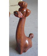 Unique Vintage Tall Plastic Sitting Poodle Long Neck Dog Figurine 8&quot; Tall - £14.69 GBP