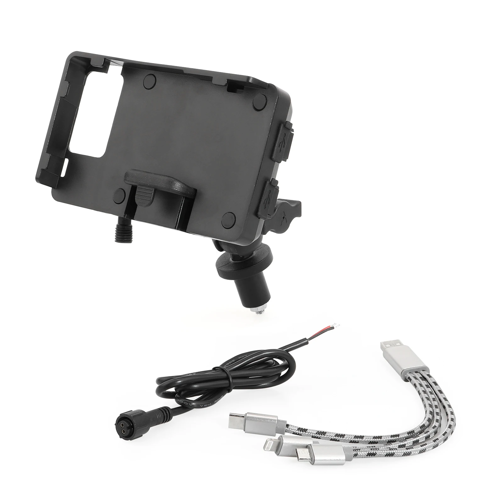 Motorcycle GPS Wireless/ USB Quick Charger Holder 17-22mm k Stem Mount Mobile Ph - £272.78 GBP