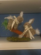 Easter Sisal Bunny Rabbits Playing On Carrot Seesaw 10.6 in - $89.09