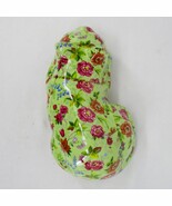 All Over Floral Cat Figure Green Pink Gold Cottage Core Shabby Formaliti... - $19.78