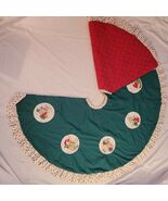 Handmade Holiday Mouse Theme Christmas Tree Skirt 55&quot; Reversible Red Gre... - $809.63 MXN