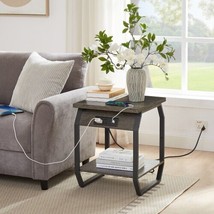 Side Table with Charging Station, Set of 2 End Tables with USB Ports and Sockets - £79.48 GBP