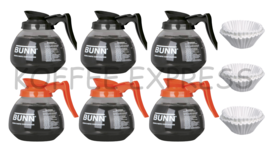BUNN 64 oz. Coffee Pots 3 REGULAR  AND 3 DECAF &amp; 300 FREE CF12 FILTERS - $112.00