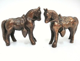 Vintage Copper Metal Saddle Horse Figurines Set of 2 2.5&quot; - £9.62 GBP