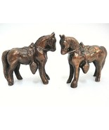 Vintage Copper Metal Saddle Horse Figurines Set of 2 2.5&quot; - £9.61 GBP