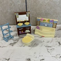 Fisher Price Loving Family Dollhouse Bathroom Furniture Set Tub Vanity T... - £19.41 GBP