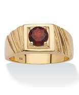 PalmBeach Jewelry Men&#39;s 1.40 TCW Red Garnet Ring in Gold-Plated Sterling... - £47.54 GBP