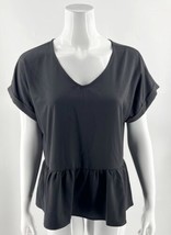 Bobeau Top Size Small Charcoal Gray Loose Fit Peplum V Neck Blouse Womens - £19.55 GBP