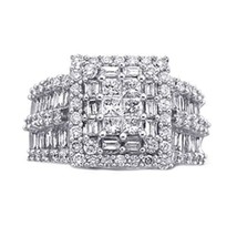 3CT Princesse Rond &amp; Baguette Simulé Anneau Fiançailles Diamant Argent Sterling - £97.28 GBP