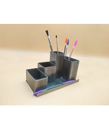 iron desk organizer - handmade metal gift holder for pens and pencils modern des - $35.75