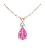 ANGARA 1.36 Ct Pink Sapphire Pendant Necklace With Diamond in 14K Gold (AA) - $1,412.10