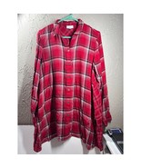 J. Jill Women Red Black Plaid Button Front Tunic Swing Top Pockets Size ... - $27.45