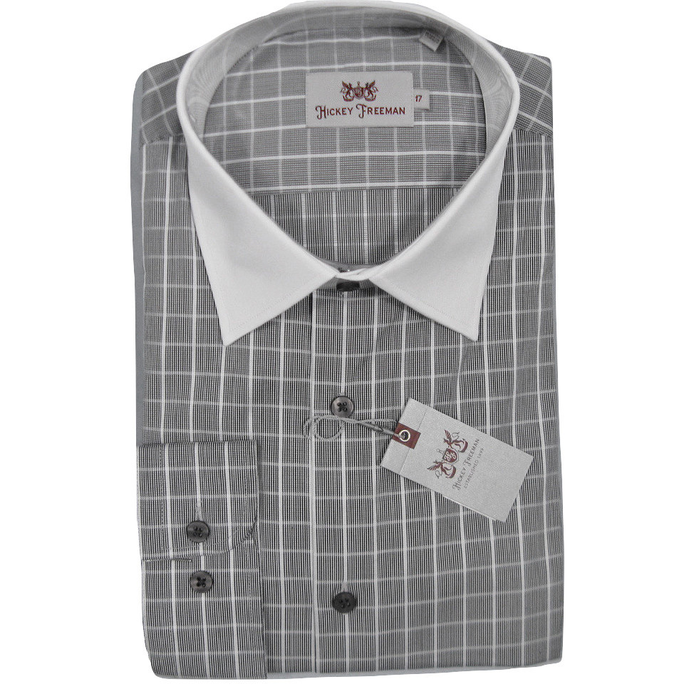 NEW $145 Hickey Freeman Dress Shirt!  16 34-35  *Black &amp; White Plaid* - $69.99