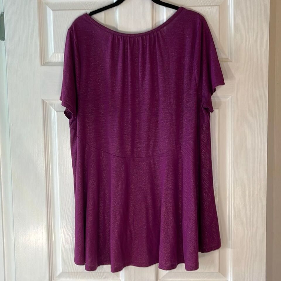 Lane Bryant Trapeze Tee Short Sleeve Purple Sparkle Size 14/16 - $14.03