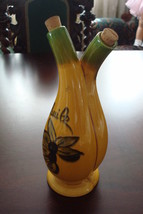 French Siamese Vinaigrette/Huile Bottle, hand painted, with cork stopper... - $54.45