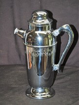 Old Vintage Chrome Metal Coffee Carafe Tea or Water Pitcher Incised Desi... - $29.69