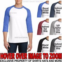 Mens 3/4 Sleeve Plain Baseball T-Shirt Raglan Sports Jersey S-XL, 2XL, 3XL, 4XL - £10.26 GBP+