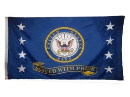 AES US Navy Served With Pride Flag 3x5 ft USN Vet Veteran Retired Gold Banner Na - £7.76 GBP