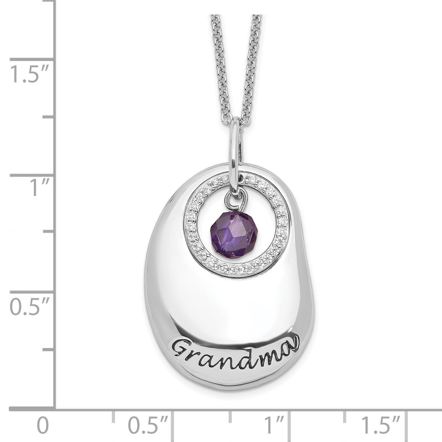 Sentimental Expressions Silver  Antiqued CZ For You Grandma 18in. Necklace QSX59 Item image 3