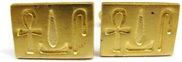 Gold Plated 925 Sterling Silver Egyptian Ankh Cartouche Cuff Link Cufflinks - £59.34 GBP