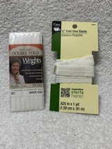 Wright&#39;s® Bias Tape Double Fold (White) 117 201 030 NIP + 5/8” Fold Over Elastic - £10.24 GBP