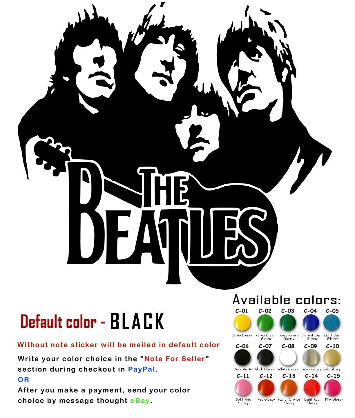 Beatles Vinyl Decal Sticker John Lennon Paul McCartney George Harrison Starr Car Item image 4