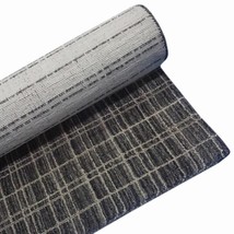 Grid Pattern Greyish Black Color Rug 4x6ft Living Room Handmade Handloom Rug - £279.77 GBP