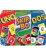 Set of 3 Games with UNO Skip Bo DOS Travel Games for Kids Family Night w... - £31.46 GBP