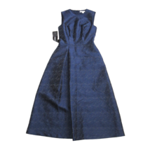 NWT Kay Unger Belinda Midi in Midnight Blue Pleated Jacquard Dress 2 $268 - £77.87 GBP