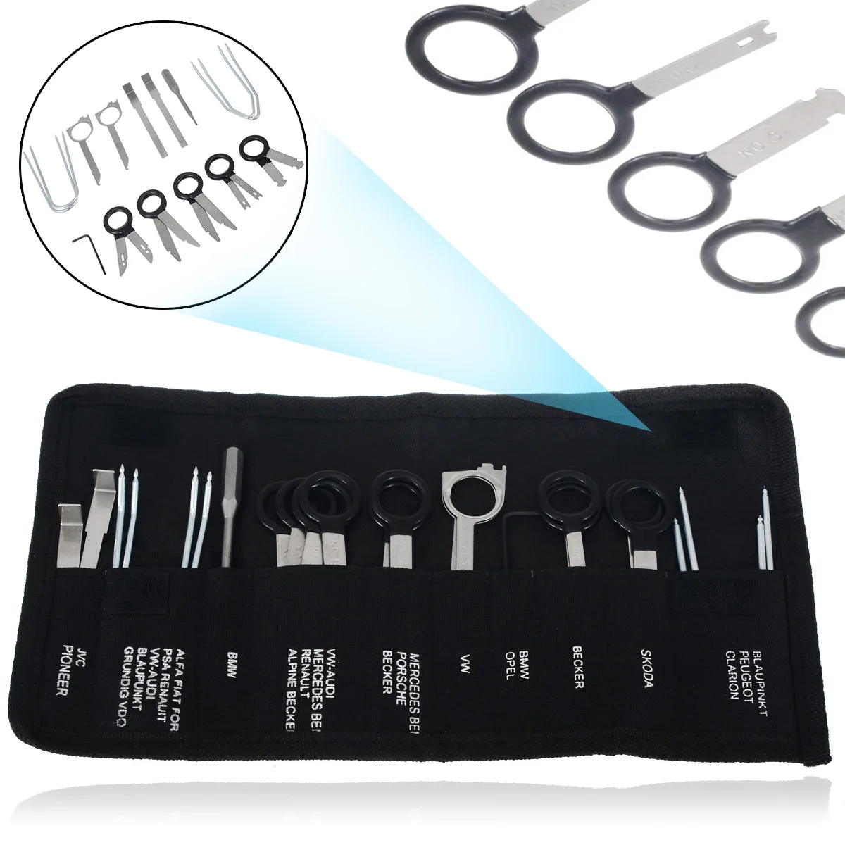 20PCs Professional Car Radio Removal Key Tool Kit o Tools Keys Stereo CD Repair  - £172.34 GBP