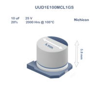 10Pcs UUD1E100MCL1GS Nichicon 10uF 25V 4x5.8 Aluminum Electrolytic Capac... - £2.95 GBP