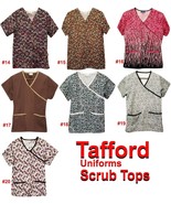 $5 TRAFFORD SCRUB TOP SMALL &amp; XSM PATTERN SOLID 2 POCKET V-NECK WOMEN - £7.93 GBP