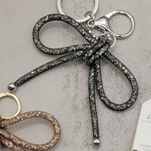 Gun Metal Mesh Coquette Bow Keychain Bag Charm - $14.85