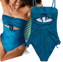 American Eagle Aerie Teal Lace Cut Out Ruched One Piece Swimsuit Size XL - £23.59 GBP