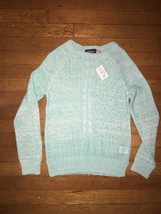 *NWT the childrens place minty blue open knit sweater girls large 10 - 12 - $11.88