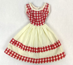 Vintage Barbie Clone Doll Clothes Red &amp; White Gingham Check Dress - £19.11 GBP