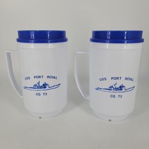 Pair of Insulated Travel Mugs Cups USS Port Royal CG 73 US Navy Memorabilia - £12.48 GBP