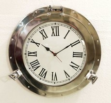 Antique Marine Brass Ship Porthole Clock 20&quot; Nautical Wall Clock Home Decor - $139.95