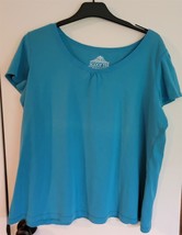 Womens Plus 22/24 Avenue Aqua Teal Blue Scoop Tee T-Shirt Top - $18.81