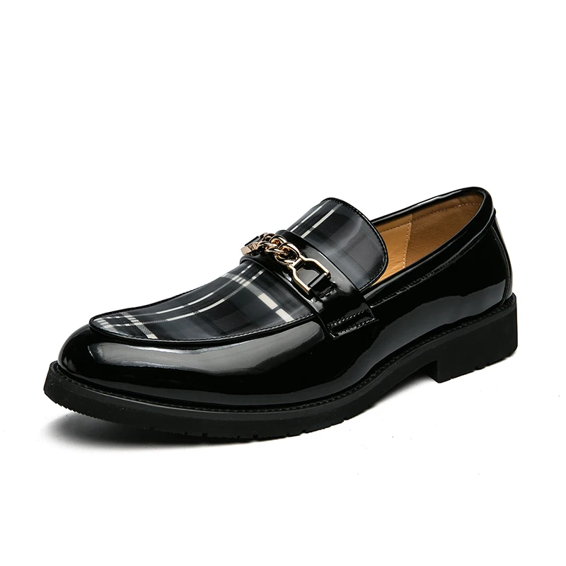 Spring Italian Luxury Leather Shoes for Men Chain Loafers Casual Men Sho... - $73.14