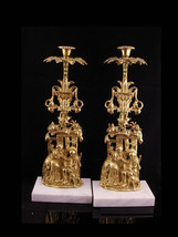 Victorian candle holders / vintage wedding gift / victorian brass Candlesticks / - $225.00
