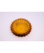 Vintage Large Round Amber Heavy Glass Ashtray 9&quot; Diameter Scalloped Edge - $23.60 CAD