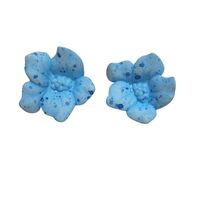 Vintage Blue Speckled Flower Clip-On Earrings Retro Resin Petal Design J... - $36.42