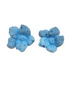 Vintage Blue Speckled Flower Clip-On Earrings Retro Resin Petal Design J... - $36.42