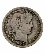1908-S 25C Barber Quarts En Très Bon VG État, Naturel Couleur - €91,08 EUR