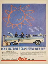1958 Print Ad Avis Rent-a-Car Ford Fairlane Convertible Flight Attendant,Plane - £16.98 GBP